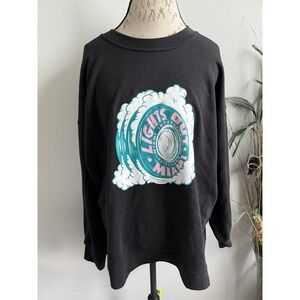 Lululemon Sweatshirt Mens 2Xl Black Crewneck Pullover Stretch Casual Logo‎ Miami